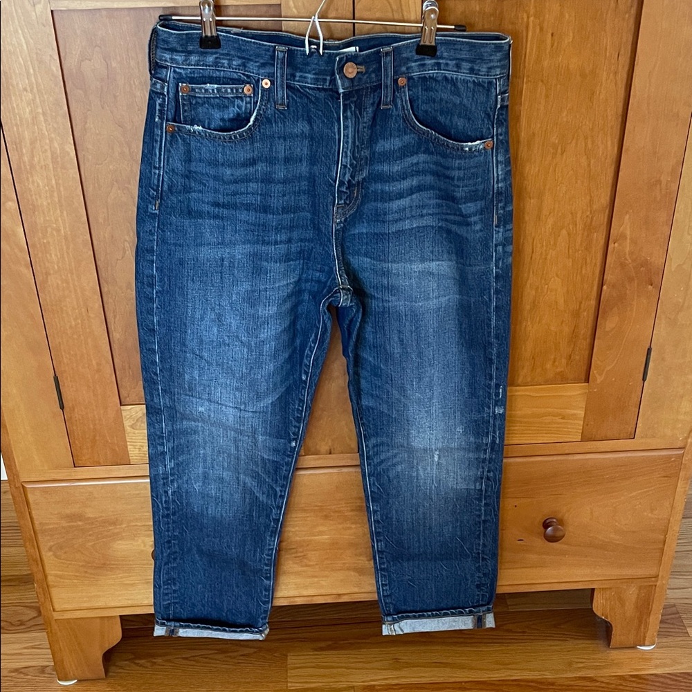 Madewell Women's Boyfriend Straight Dark Blue Denim Jeans